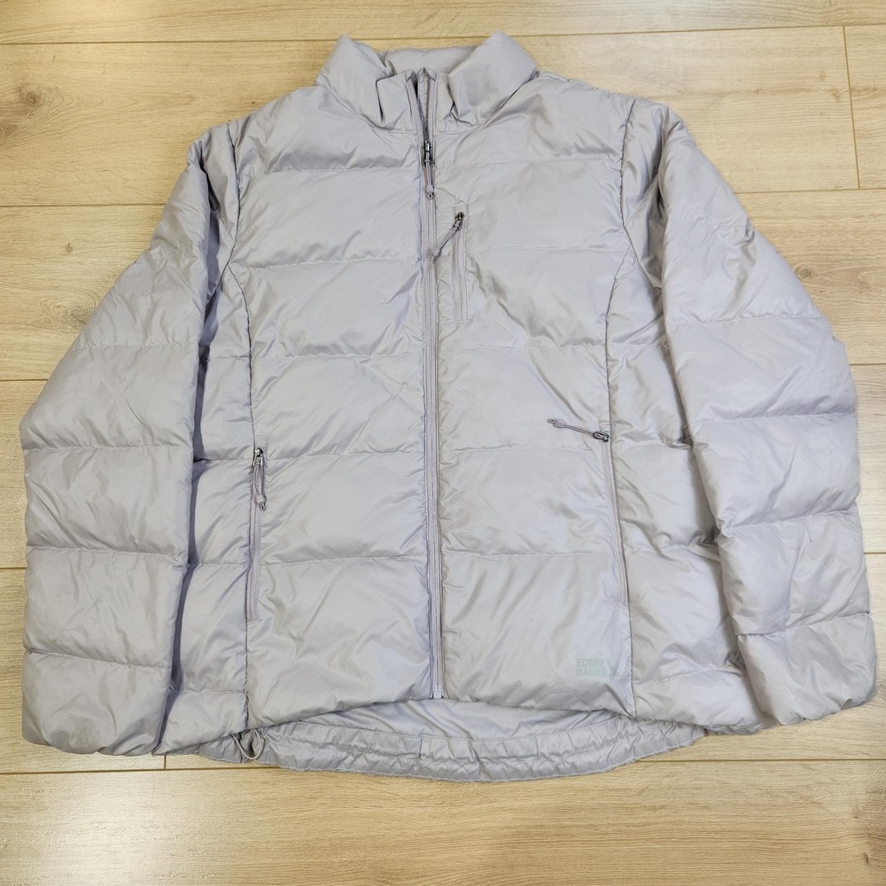 Eddie Bauer Down Jacket Womens XL Light Purple 650 Fill Quilted Puffer Outdoor